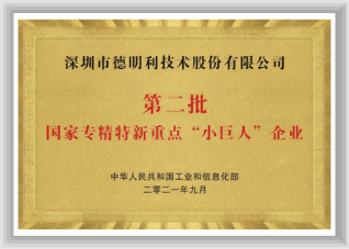 國家“專精特精”重點(diǎn)小巨人企業(yè)